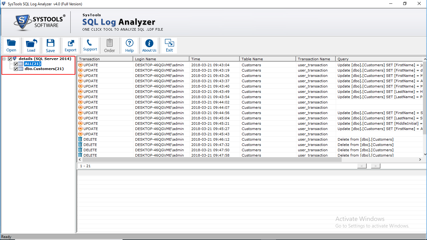 Select Database Tables