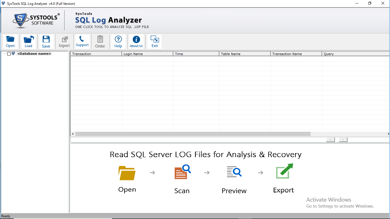 Launch SQL Log Recovery Tool