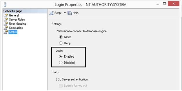 Enabled NT Authority