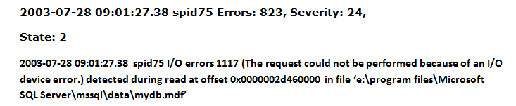 sql error 823