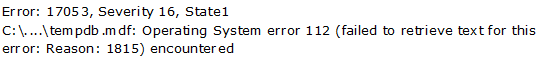 OS Error 112