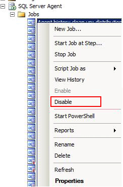 Disable the job in SQL Server Management Studio