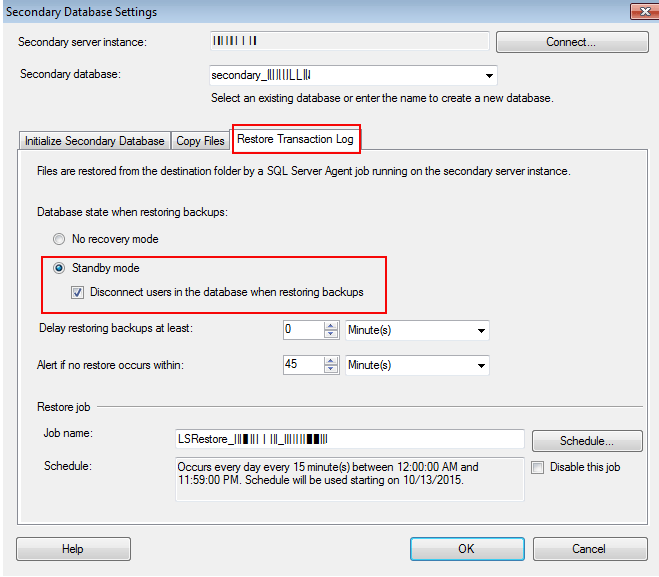 configure SQL Server log shipping