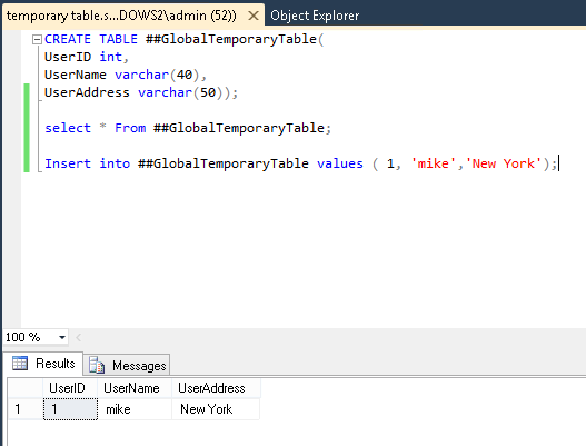 Insulate Tap loose the temper Creating Temporary Tables In SQL Server