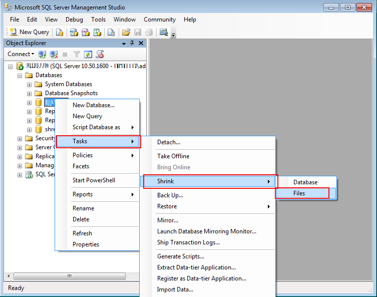 shrink ms sql transaction log file