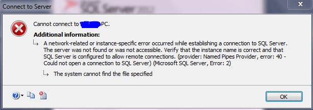 SSMS ERROR-40