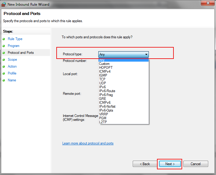 Select protocol to fix error 26 SQL server