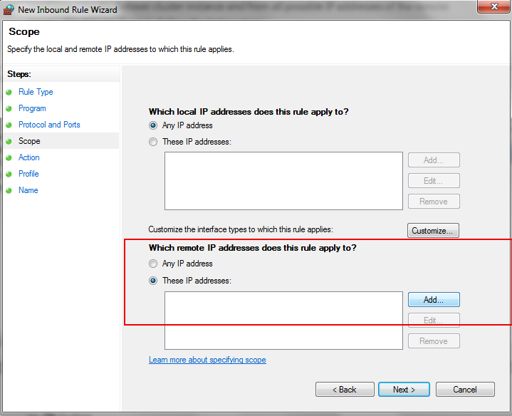 Select These IP Addresses