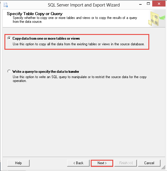 Copy data from tables