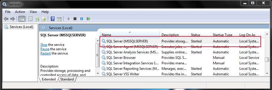 SQL Server Does Not Exist or Access Denied due to service stop