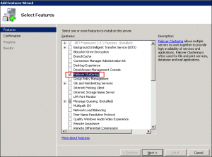check the Failover Clustering option