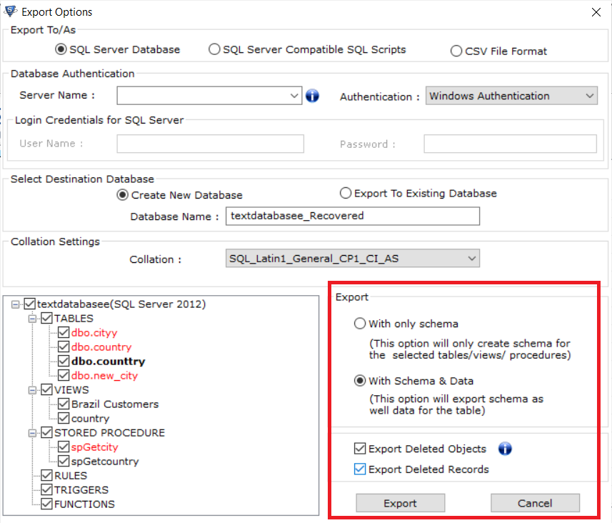 Clic and Select the corrupt SQL database file