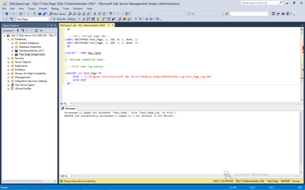 A Quick Guide to Perform Page Level Restore in SQL Server