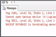 Backup Database is Terminating Abnormally 3013 Error