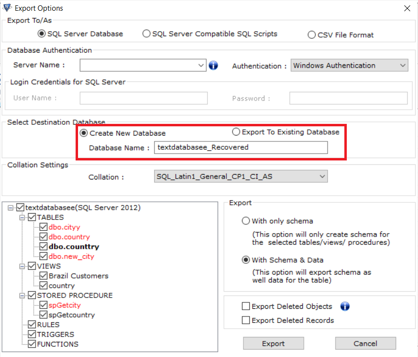 recover corrupt SQL database