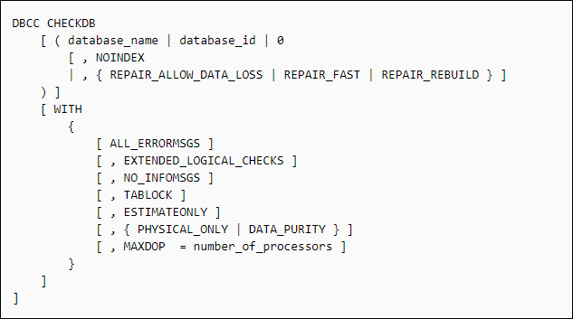 DBCC CHECKDB Repair Allow Data Loss