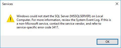 nie można otworzyć usługi mssqlserver na komputerze