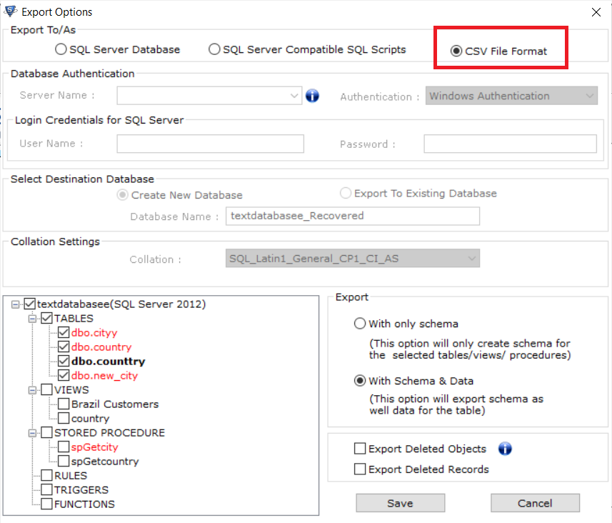 Choose CSV file format